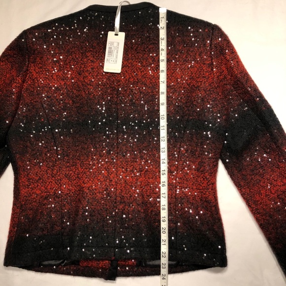 Gas Jeans Blazer Wool Blend Sequin Knit Zip | L - Picture 9 of 13
